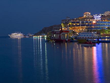 Naama Bay Beach in Sharm El Shiekh Egypt by Night.