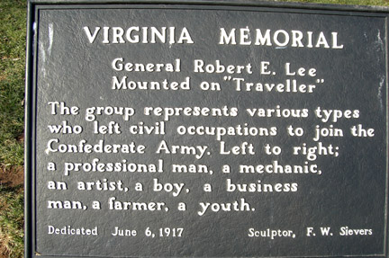 General Robert E. Lee on his horse Traveller. Group represents soldiers in the Confederate Army.