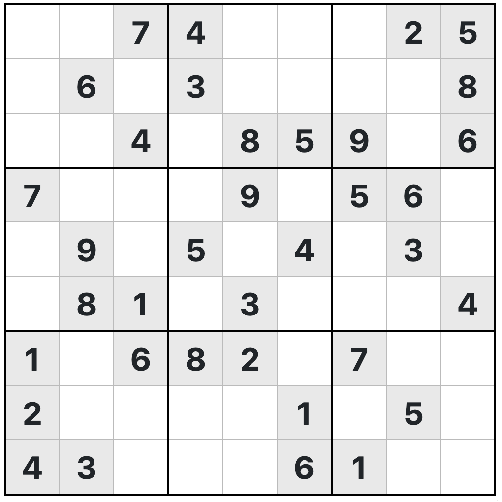 Sudoku game board